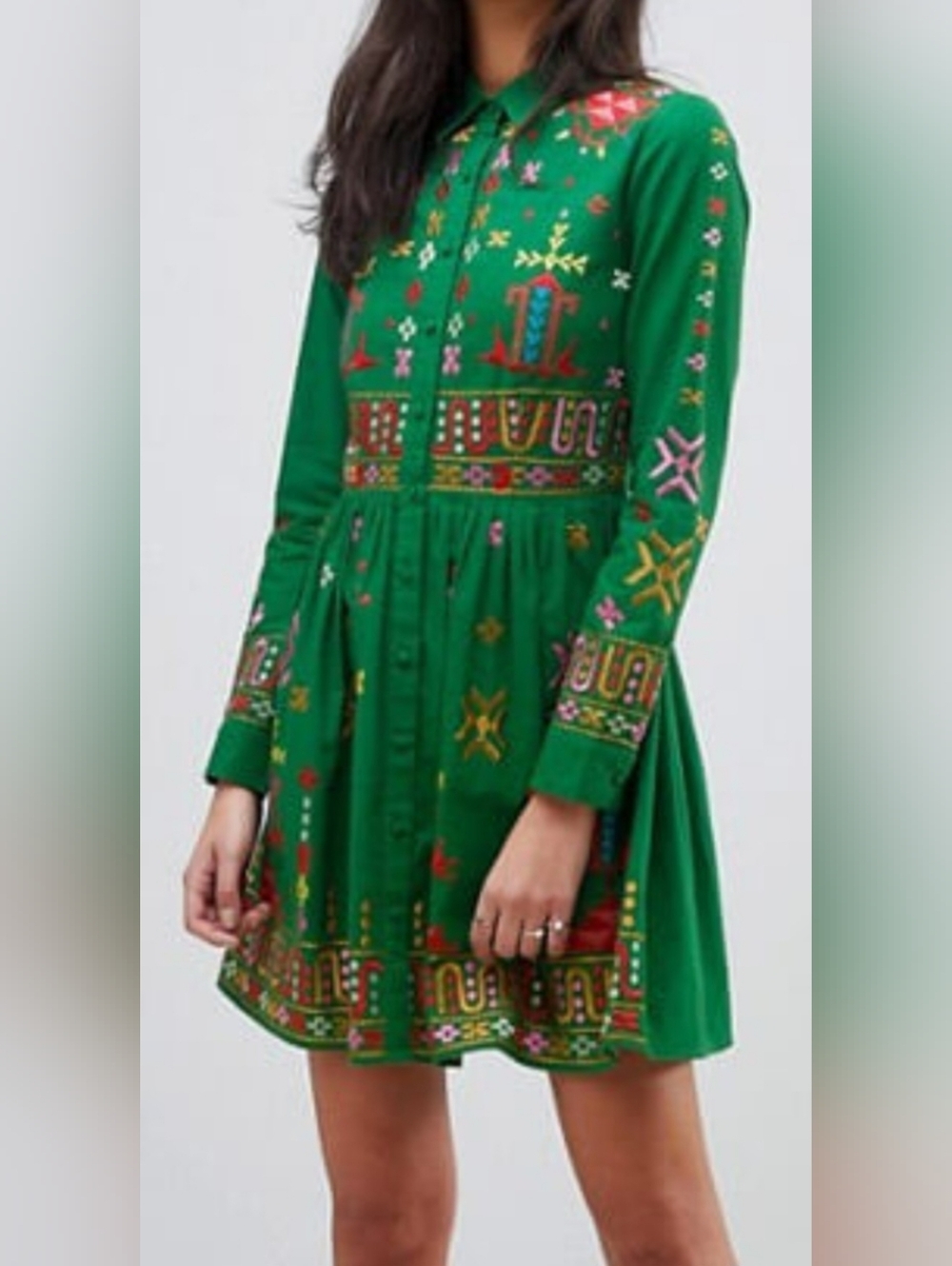 Asos Embroidered Mini Shirt Dress, GUC, Size 8